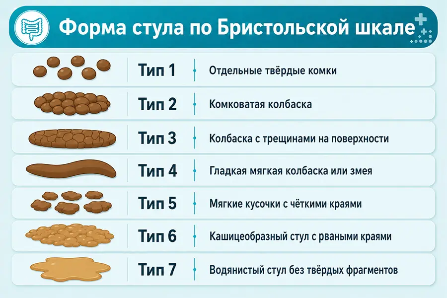 Иллюстрация форм стула по Бристольской шкале