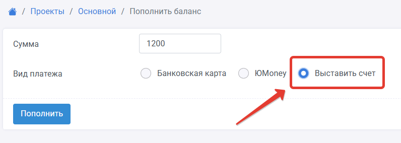 Оплата по счёту