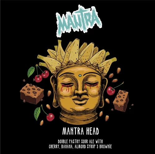 Mantra Head: Banana, Cherry, Almond Syrup & Brownie.