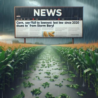 Corn, Soy Fall to Lowest Since 2020 Due to Rains from Storm Beryl