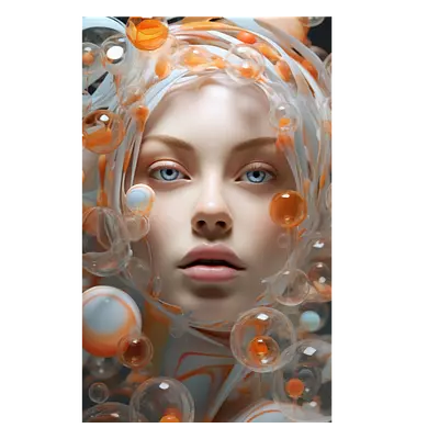 Фото на холсте девушка в пузырьках, размера 20x30
