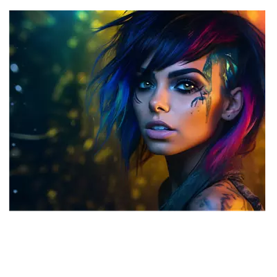 Фото на холсте девушка с цветными волосами 50х40 см.