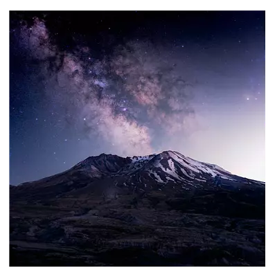 Фото на холсте горы на фоне звёзд, размера 50x50