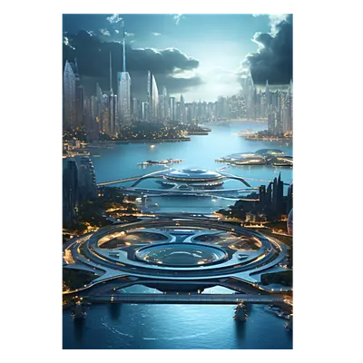 Фото на холсте космический город, размера 70x100
