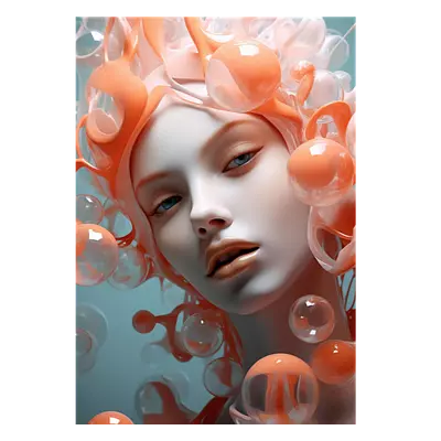 Фото на холсте девушка в пузырьках2, размера 70x100