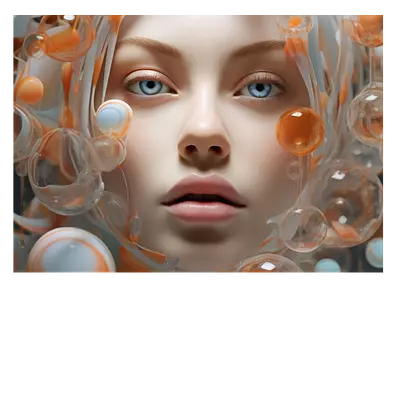 Фото на холсте девушка в пузырьках, размера 70x50