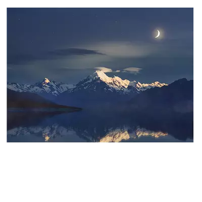 Фото на холсте горы под светом луны, 40х30 см, до 220 слов.