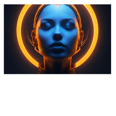 Фото на холсте девушка с нимбом, размера 90x60