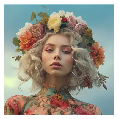 Фото на холсте девушка с венком, размера 40x40