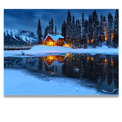 Фото на холсте зимний домик, размера 80x60