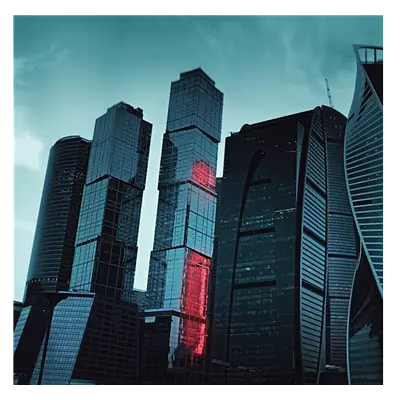 Фото на холсте москва сити в красной подсветке, размера 40x40