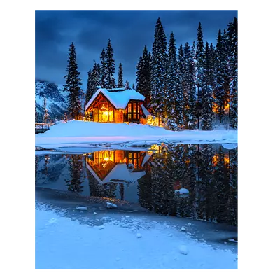 Фото на холсте зимний домик, размера 40x50