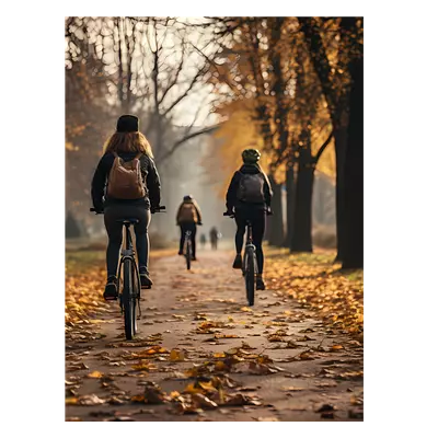 Фото на холсте велосипедисты в лесу, размера 60x80