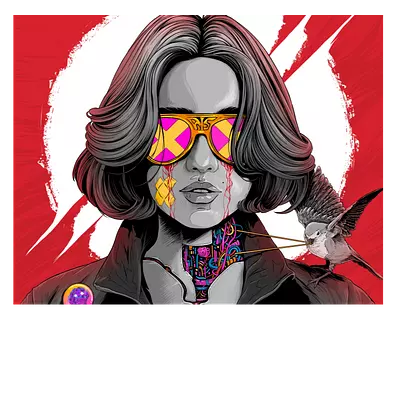 Фото на холсте девушка в очках. размер 50 x 40 см.