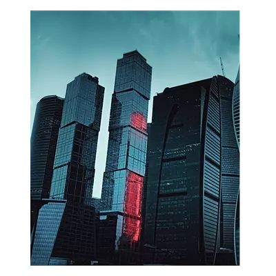 Фото на холсте москва сити в красной подсветке, размера 50x60