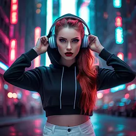 Cyberpunk rebel with headphones