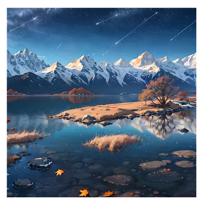 Фото на холсте рисунок озера, размера 100x100