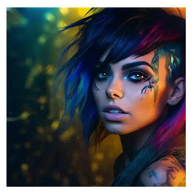 Фото на холсте девушка с цветными волосами, размера 100x100