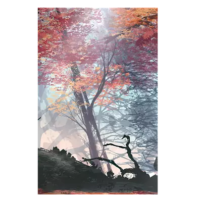 Фото на холсте рисунок самурая в лесу, размера 40x60