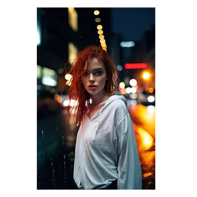 Фото на холсте девушка в ночном городе, размера 60x90