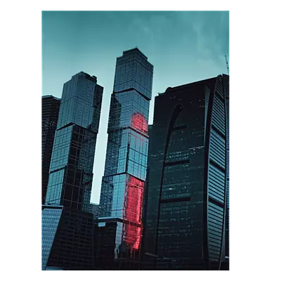 Фото на холсте москва сити в красной подсветке, размера 30x40