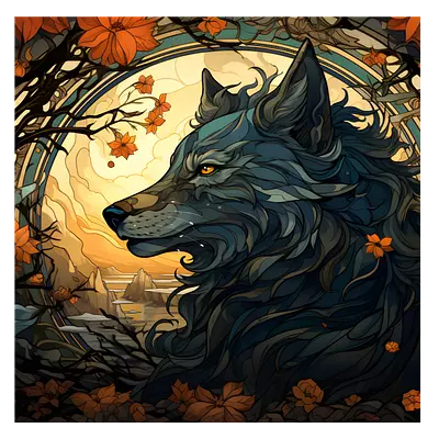 Фото на холсте фантастический волк, размера 60x60