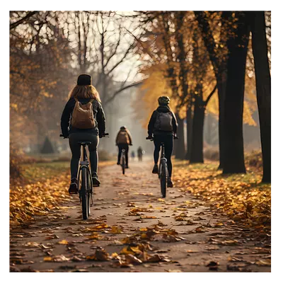 Фото на холсте велосипедисты в лесу, размера 80x80