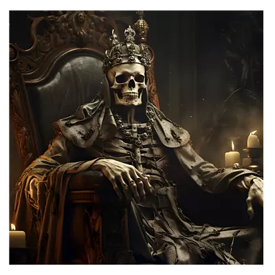 Фото на холсте скелет на троне, размера 30x30