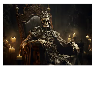 Фото на холсте скелет на троне, размера 70x50