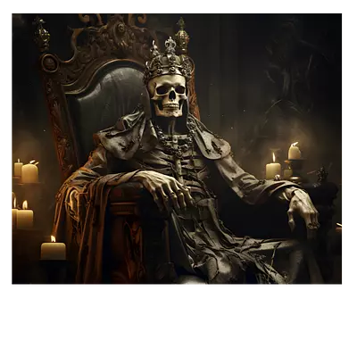 Фото на холсте скелет на троне, размера 60x50