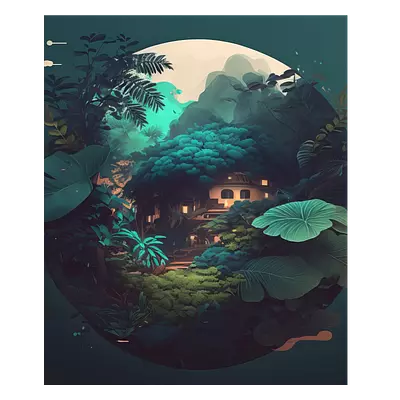 Фото на холсте круглый арт природы, размера 50x60