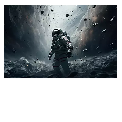 Фото на холсте космонавт в каменном дожде, размера 90x60