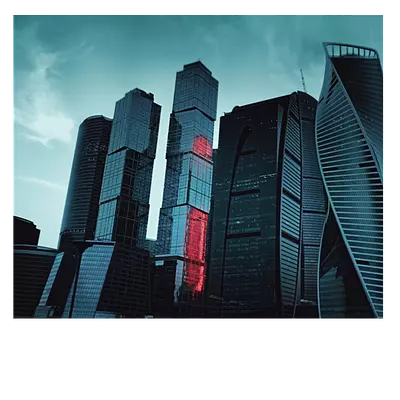 Фото на холсте москва сити в красной подсветке, размера 60x50