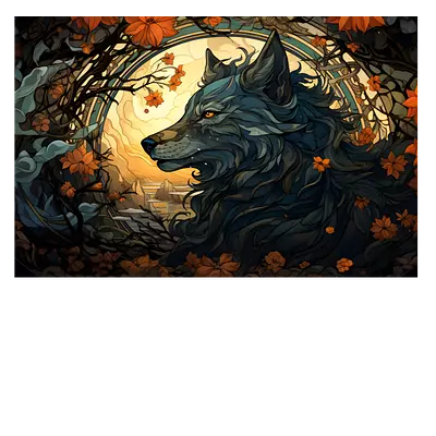 Фото на холсте фантастический волк, размера 75x50