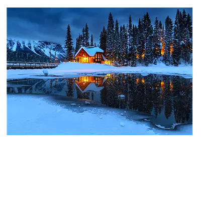 Фото на холсте зимний домик, размера 100x70