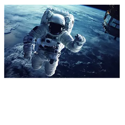Фото на холсте космонавт на фоне земли. размер 45 x 30 см.