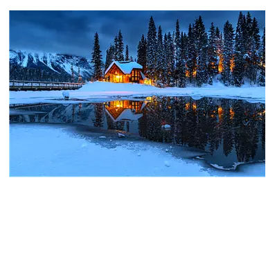 Фото на холсте зимний домик, размера 90x60
