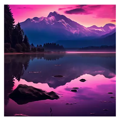 Фото на холсте фиолетовое озеро, размера 80x80