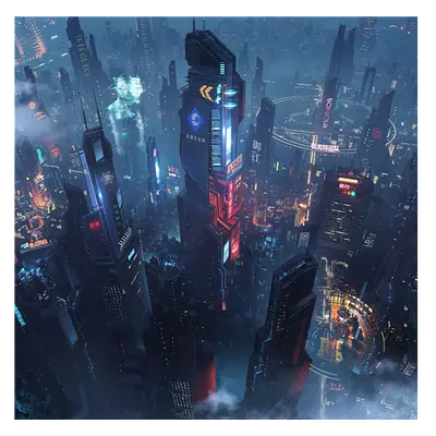 Фото на холсте футуристичный город, размера 40x40