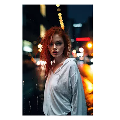 Фото на холсте девушка в ночном городе, размера 30x45