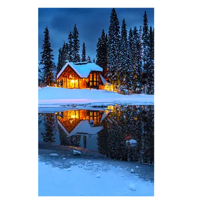 Фото на холсте зимний домик, размера 20x30