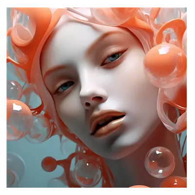 Фото на холсте девушка в пузырьках2, размера 50x50