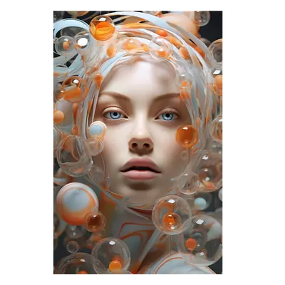 Фото на холсте девушка в пузырьках, размера 40x60