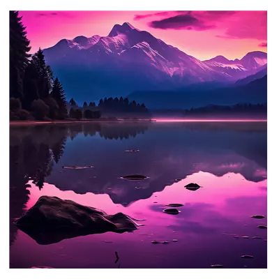 Фото на холсте фиолетовое озеро, размера 50x50