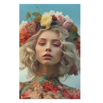Фото на холсте девушка с венком, размера 40x60
