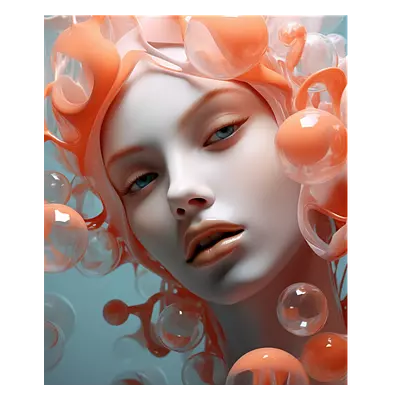 Фото на холсте девушка в пузырьках2, размера 50x60