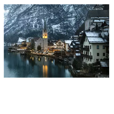 Фото на холсте зимняя деревня, размера 70x50