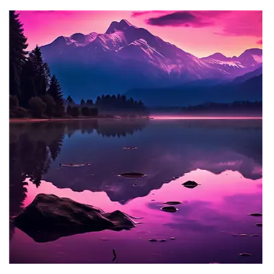 Фото на холсте фиолетовое озеро, размера 40x40