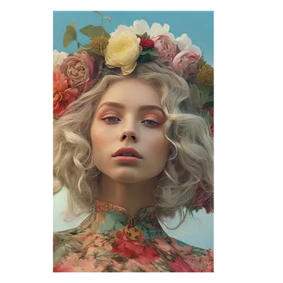 Фото на холсте девушка с венком, размера 20x30