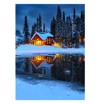 Фото на холсте зимний домик, размера 30x40